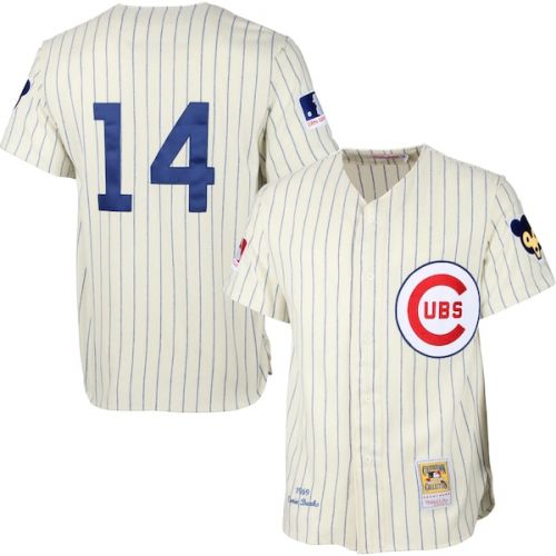  Mitchell & Ness Mens Chicago Cubs Ernie Banks Mitchell & Ness Cream MLB Authentic Jersey