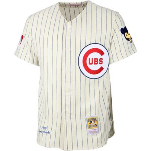  Mitchell & Ness Mens Chicago Cubs Ernie Banks Mitchell & Ness Cream MLB Authentic Jersey