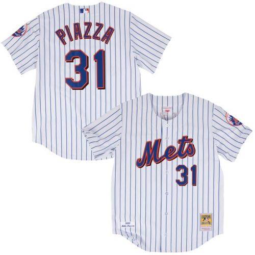  Mitchell & Ness Men's New York Mets Mike Piazza 2000 Mitchell & Ness White Authentic Jersey
