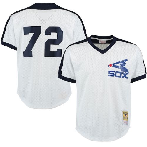  Mitchell & Ness Men's Chicago White Sox Carlton Fisk Mitchell & Ness White Cooperstown Mesh Batting Practice Jersey