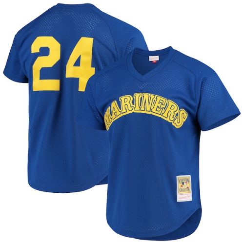  Mitchell & Ness Men's Seattle Mariners Ken Griffey Jr. Mitchell & Ness Royal Cooperstown Mesh Batting Practice Jersey