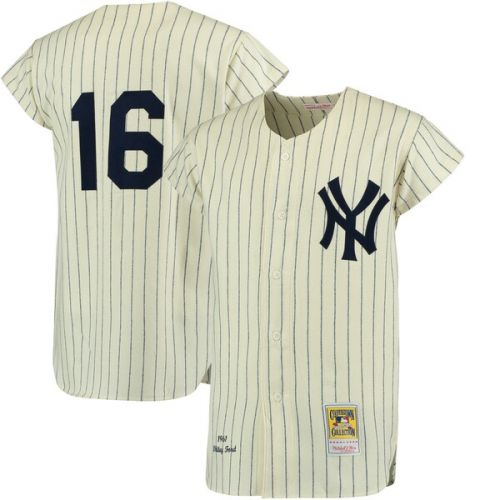  Mitchell & Ness Men's New York Yankees Whitey Ford Mitchell & Ness Cream Authentic Jersey