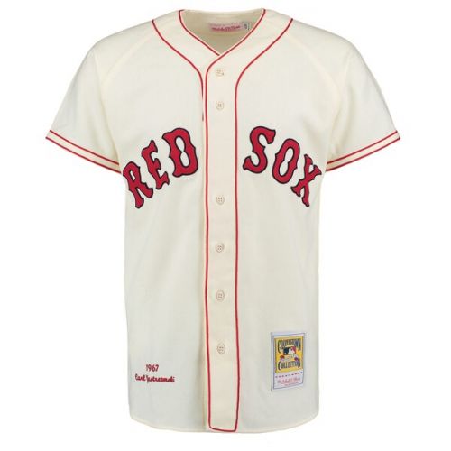  Mitchell & Ness Men's Boston Red Sox Carl Yastrzemski Mitchell & Ness Cream Authentic Jersey