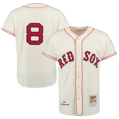  Mitchell & Ness Men's Boston Red Sox Carl Yastrzemski Mitchell & Ness Cream Authentic Jersey