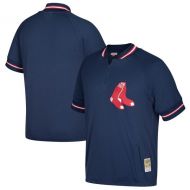 Mitchell & Ness Men's Boston Red Sox Mitchell & Ness Navy Cooperstown Collection Mesh Batting Practice Quarter-Zip Jersey