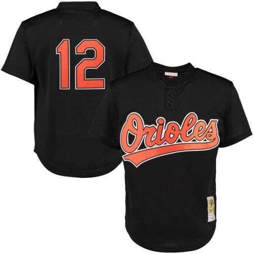  Mitchell & Ness Men's Baltimore Orioles Roberto Alomar Mitchell & Ness Black Cooperstown Mesh Batting Practice Jersey