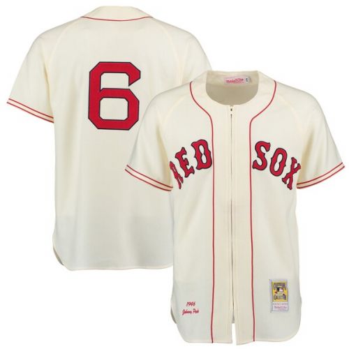  Mitchell & Ness Men's 1946 Boston Red Sox Johnny Pesky Mitchell & Ness Cream Authentic Throwback Jersey
