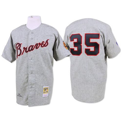  Mitchell & Ness Men's 1969 Atlanta Braves Phil Niekro Mitchell & Ness Gray Authentic Throwback Jersey