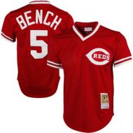 Mitchell & Ness Men's Cincinnati Reds Johnny Bench Mitchell & Ness Red 1983 Authentic Cooperstown Collection Mesh Batting Practice Jersey