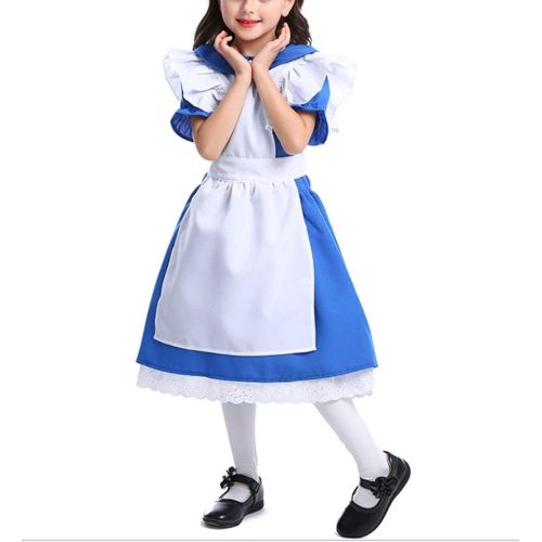  Mitef Dark Blue Girl Costume Halloween Princess Dress Performance Clothing Alice Maid Costume