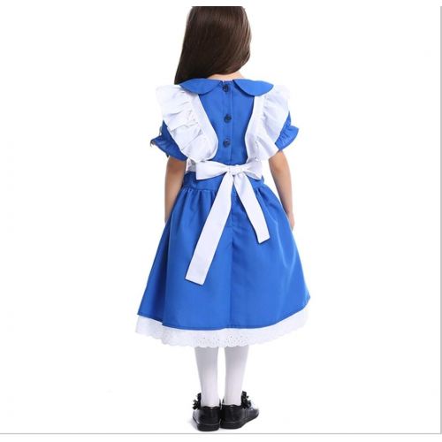  Mitef Dark Blue Girl Costume Halloween Princess Dress Performance Clothing Alice Maid Costume