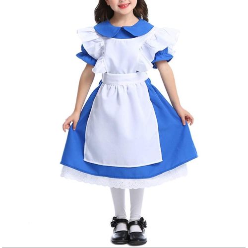  Mitef Dark Blue Girl Costume Halloween Princess Dress Performance Clothing Alice Maid Costume