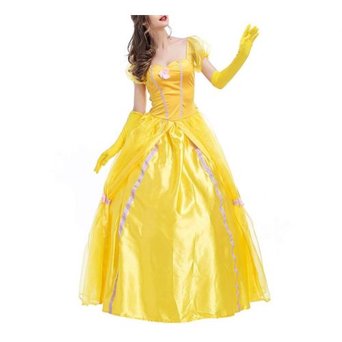  Mitef Beauty and The Beast Bell Princess Yellow Adult Cosplay Dress Skirt