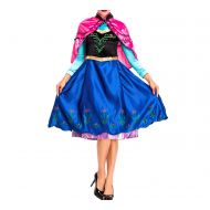 Mitef Anime Cosplay Costume Princess Anna Fancy Dress with Shawl for Adult