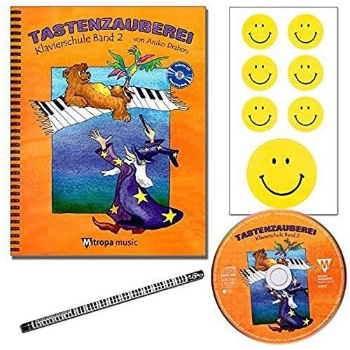  [아마존베스트]Mitropa musik Key Magic  with CD + Piano Pencil + 7 Funny Smiley Stickers  Piano School Volume 2 by Aniko Drabon  The Magical Introduction to Piano Play! [Spiral Book Binding/Mu