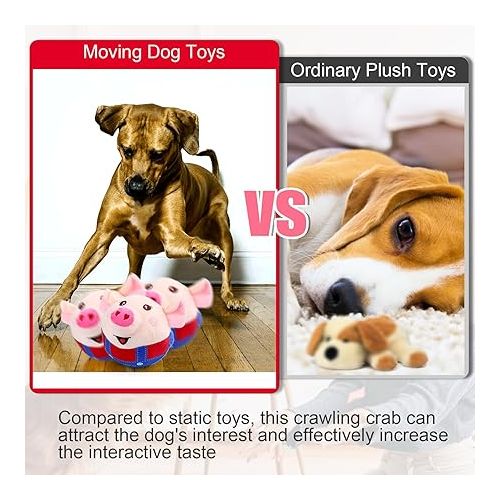  Mity rain Interactive Dog Toys, Interactive Dog Ball for Pet Automatic Rolling Jumping Vibrating Wiggling, Dog Squeaky Ball with Chewable Plush Cover&Music for Small/Medium/Large Dogs Chasing (Red)