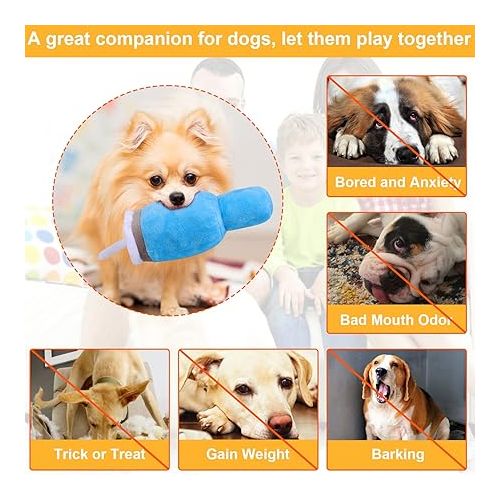  Mity rain Funny Tumbler with Handle Cup Dog Toys, Cute Squeaky Dog Toys Interactive Fluff and Tuff Dog Toys for Small Dogs/Large Dogs/Medium Size Dog (1 Blue)