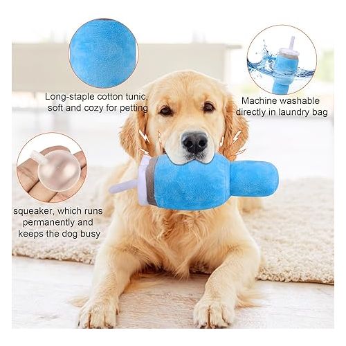  Mity rain Funny Tumbler with Handle Cup Dog Toys, Cute Squeaky Dog Toys Interactive Fluff and Tuff Dog Toys for Small Dogs/Large Dogs/Medium Size Dog (1 Blue)