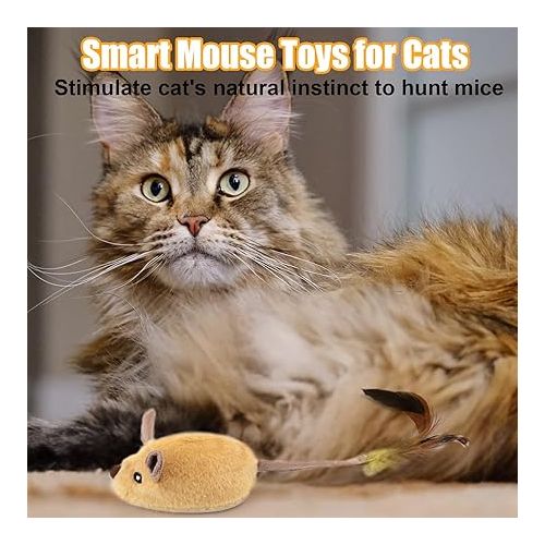  Mity rain Interactive Dog Toys, Fake Mouse Moving Dog Toy with Automatic Sensor, Dog Mouse Toy with Realistic Sound & Extended Tail, Automatic Dog Toy for Cats Dogs Pet, Squeaky Dog Toys Yellow