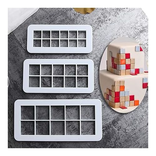  Mity rain Square Cookie Cutter - Geometric Multicutter-Square Cake Fondant Cutter - 3 Size,Square Biscuit Cutters,Novel Creative Cake Decorating