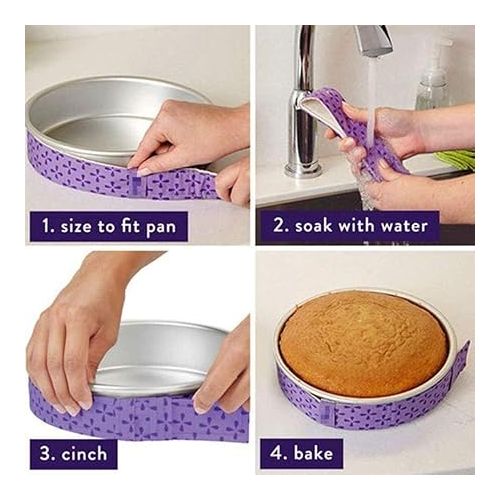  Mity rain 4-Piece Cake Pan Dampen Strips, Super Absorbent Thick Cotton Strips for Baking, Cake Leveler and Baking Supplies