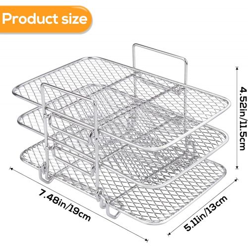  Mity rain Air Fryer Rack Air Fryer Accessories, Stainless Steel Multi-Layer Rectangle Stackable Dehydrator Rack Compatible with Ninja Dual DZ201 / DZ401 Air Fryer