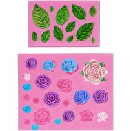 [아마존베스트]Mity rain Roses Collection Fondant Mold-Rose Flower and Leaves Shapes Silicone Mold for Sugarcraft Cake Decoration, Cupcake Topper, Polymer Clay, Candy, Chocolate, Soap Wax Making