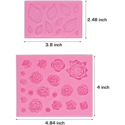  [아마존베스트]Mity rain Roses Collection Fondant Mold-Rose Flower and Leaves Shapes Silicone Mold for Sugarcraft Cake Decoration, Cupcake Topper, Polymer Clay, Candy, Chocolate, Soap Wax Making