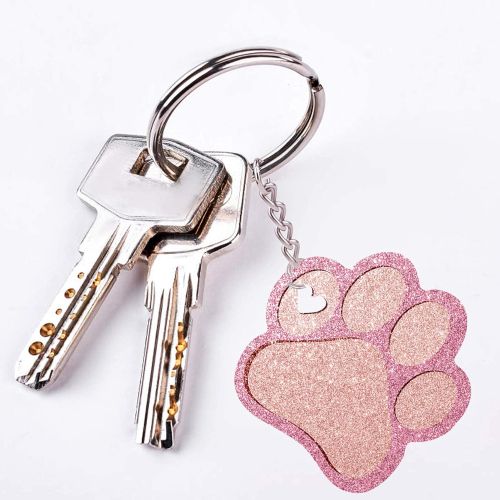  [아마존베스트]Mity rain 4 Pcs Love Paw Print Keychain Silicone Resin Molds Heart Bear Dog Paw Candy Fondant Mold with 20 Pcs Keyrings for Valentines Day Keychain, Bag Tag Polymer Clay Cake Decor