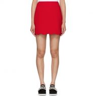 Miu Miu Red Cady Scalloped Hem Miniskirt