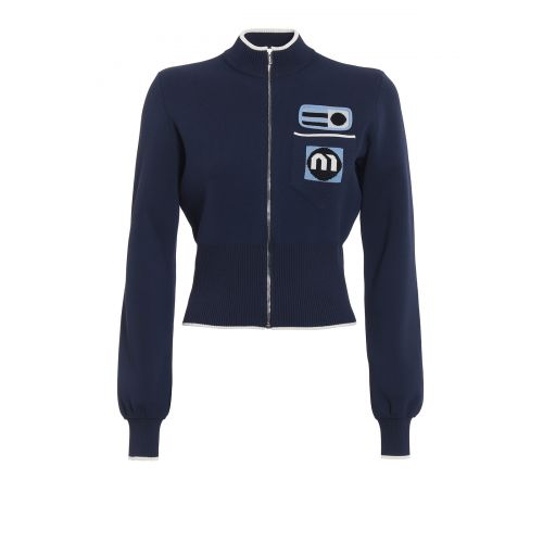  Miu Miu Stretch viscose zip crop cardigan