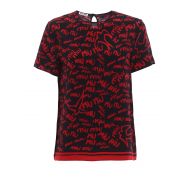 Miu Miu Graffiti print silk T-shirt