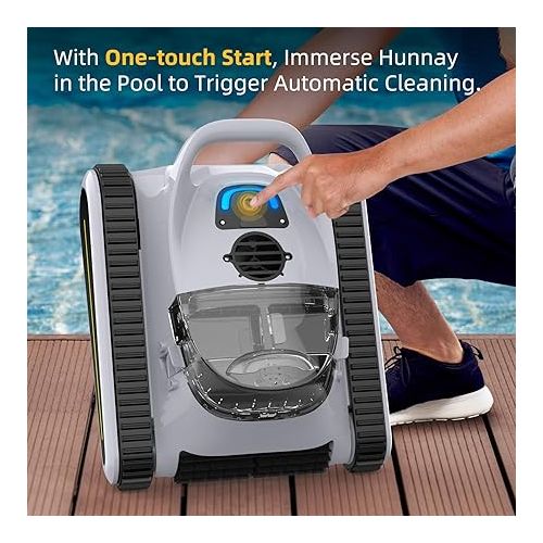  Seauto Cordless Robotic Pool Cleaner, Pool Vacuum for Inground Pools, Wall-Climb & Waterline Last Up to 150 Mins Battery Life, 180W Powerful Suction for Swimming Pools Up to 2000 Sq. ft.-Grey