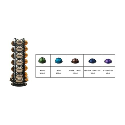  Coffee Capsule Holder For Nespresso Vertuoline , Coffee Capsule Stands Rotating Pod Rack holds 28 Nespresso Vertuo Pods, Black