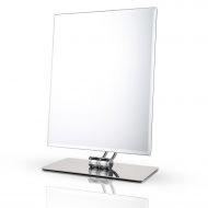 Miusco Large Vanity Makeup Mirror, Non-Magnifying, Beveled Edges, All Direction Swivel, Rectangle, Chrome