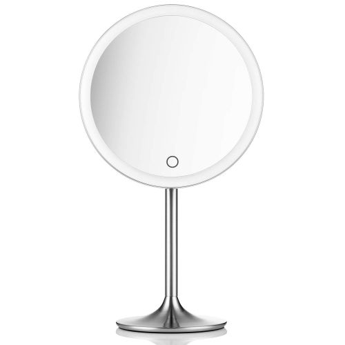  Miusco 9 Lighted Makeup Vanity Mirror Pro, 5X + 10X Magnification, Ultra Bright HD Lighting System, Rechargable & Cordless, Adjustable Brightness, Touch Activated, Brush Stainless