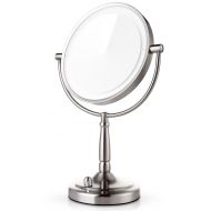 Miusco 7X Magnifying Lighted Makeup Mirror, 8 Inch Two Sided White Daylight LED Shadow Free LED Vanity Mirror, Battery and Adapter