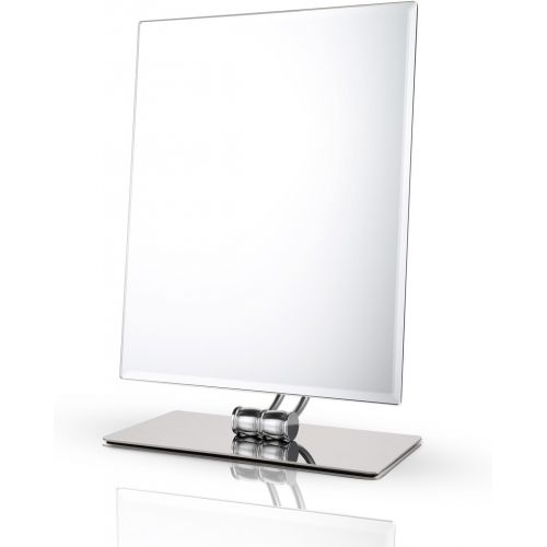  Miusco Large Vanity Makeup Mirror, Non-Magnifying, 10.2 x 8.2, Elegant Frameless Beveled Edges Design, All Direction Swivel, Rectangle, Chrome, for Bedroom Bathroom Dorm Countertop