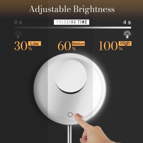  Miusco 9 Lighted Makeup Mirror Pro, 5X + 10X Magnification, Ultra Bright HD Lighting System, Rechargeable & Cordless, Adjustable Brightness, Touch Activated, Brush Stainless Steel