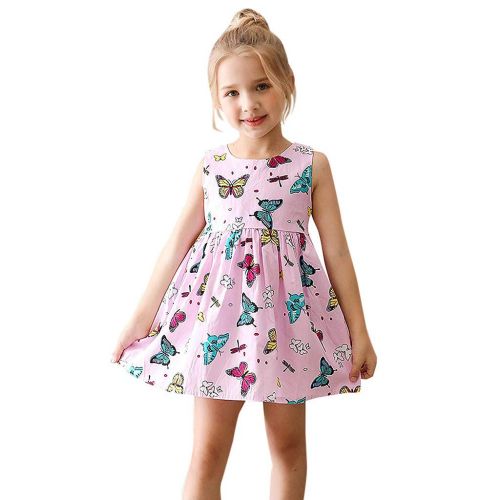  Miuye yuren-Baby Summer Dresses for Girls Toddler Kid Baby Butterfly Print Princess Dress Sleeveless Vest Skirt Prom Ball Gown