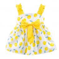 Miuye yuren-Baby Flower Girl Dress Summer Toddler Kid Baby Printed Dresses Bow Party Princess Dress Casual Outfits Skirt
