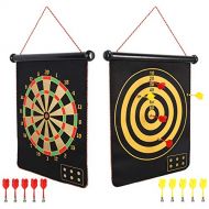 Mixi Magnetic Dart Board for Kids, Outdoor Toys Kids Games Double Sided Dart Board Games Set for Boys with 10 Darts, Best Toys Gifts for Teenage Boys Girls Age 5 6 7 8 9 10 11 12 1