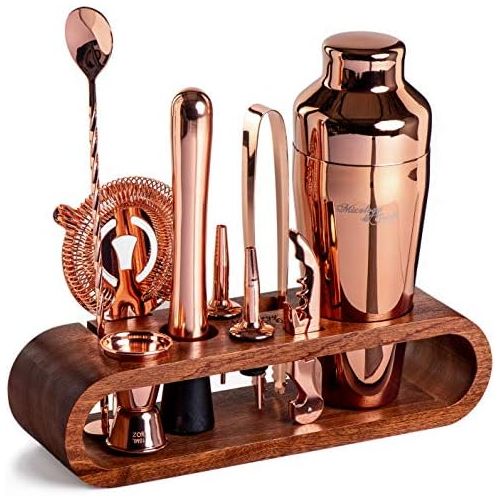  [아마존베스트]Mixology & Craft Mixology Bartender Kit: 10-Piece Bar Set Cocktail Shaker Set with Stylish Mahogany Stand | Perfect Home Bartending Kit with Bar Tools and Martini Shaker for Foolproof Drink Mixing