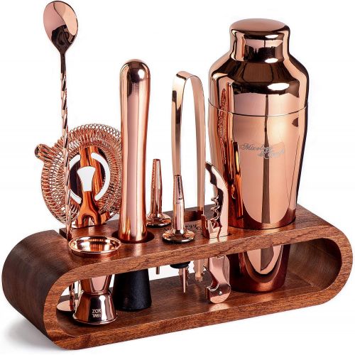  [아마존베스트]Mixology & Craft Mixology Bartender Kit: 10-Piece Bar Set Cocktail Shaker Set with Stylish Mahogany Stand | Perfect Home Bartending Kit with Bar Tools and Martini Shaker for Foolproof Drink Mixing