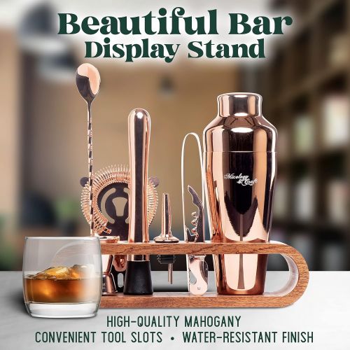  [아마존베스트]Mixology & Craft Mixology Bartender Kit: 10-Piece Bar Set Cocktail Shaker Set with Stylish Mahogany Stand | Perfect Home Bartending Kit with Bar Tools and Martini Shaker for Foolproof Drink Mixing