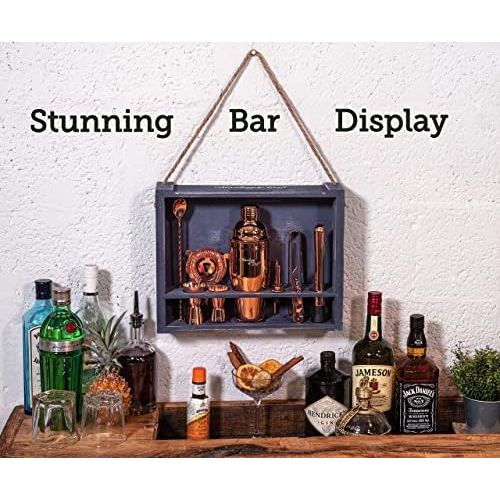  [아마존베스트]Mixology & Craft Mixology Bartender Kit: 11-Piece Bar Tool Set with Rustic Wood Stand | Perfect Home Bartending Kit and Cocktail Shaker Set For an Awesome Drink Mixing Experience (Copper)