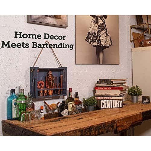  [아마존베스트]Mixology & Craft Mixology Bartender Kit: 11-Piece Bar Tool Set with Rustic Wood Stand | Perfect Home Bartending Kit and Cocktail Shaker Set For an Awesome Drink Mixing Experience (Copper)