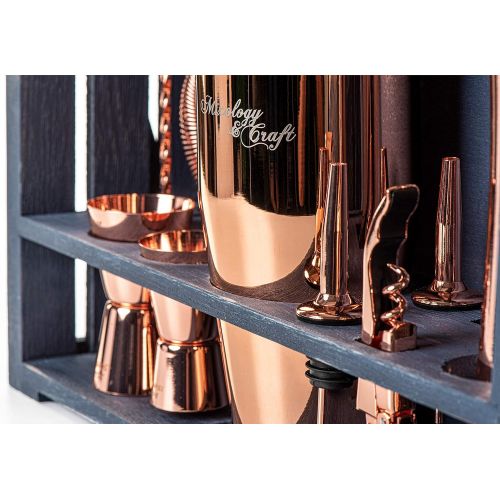  [아마존베스트]Mixology & Craft Mixology Bartender Kit: 11-Piece Bar Tool Set with Rustic Wood Stand | Perfect Home Bartending Kit and Cocktail Shaker Set For an Awesome Drink Mixing Experience (Copper)