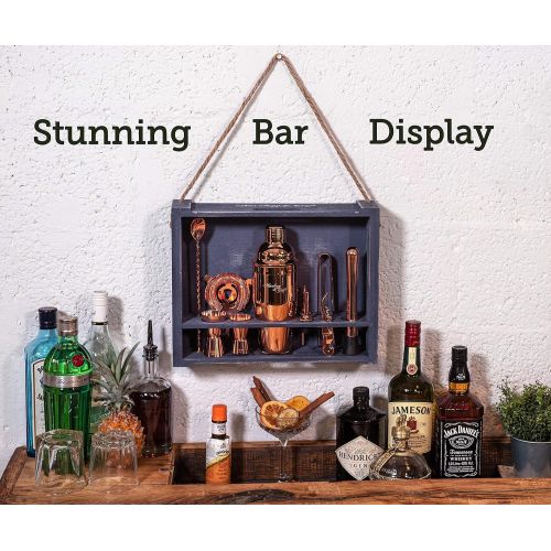  [아마존베스트]Mixology & Craft Mixology Bartender Kit: 11-Piece Bar Tool Set with Rustic Wood Stand | Perfect Home Bartending Kit and Cocktail Shaker Set For an Awesome Drink Mixing Experience (Copper)