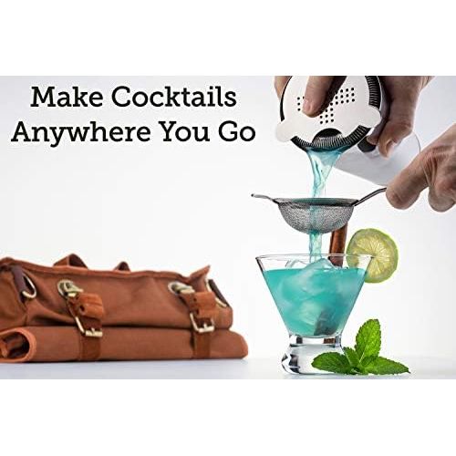  [아마존베스트]Mixology & Craft Travel Bartender Kit Bag | Professional 17-piece Bar Tool Set with Stylish Portable Bar Bag and Shoulder Strap for Easy Carry and Storage | Best Travel Bar Set for Home Cocktail Ma